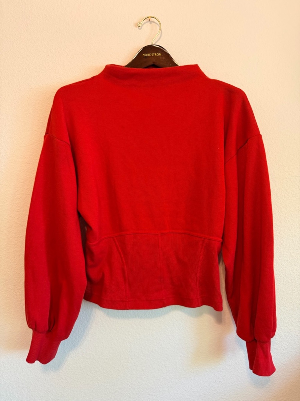 MAEVE by Anthropologie corset-waist style sweatshirt, mockneck, Red,  size M - Picture 2 of 11